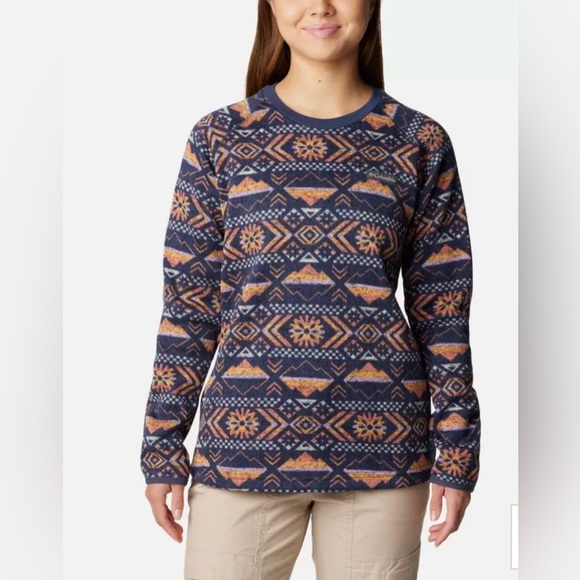 Columbia Sweater Weather Fleece Crew Shirt Nocturnal Pinecones Aztec Outdoors - Picture 1 of 9